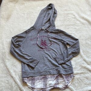 G.H. Bass & Co. Layered Look Hoodie | Plaid Hem Casual Pullover Top